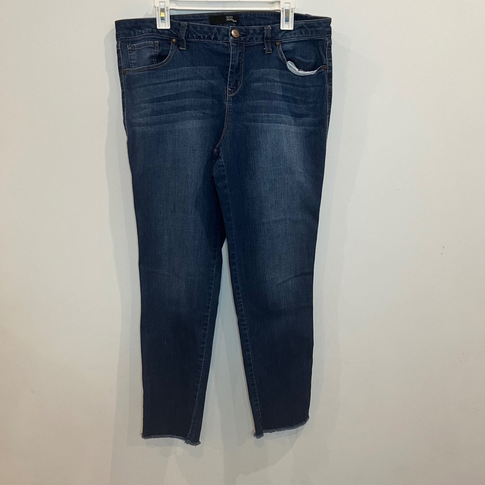 1822 Denim Dark Wash Raw Hem Skinny Jeans Womens Size 16 Stretch RN 147136